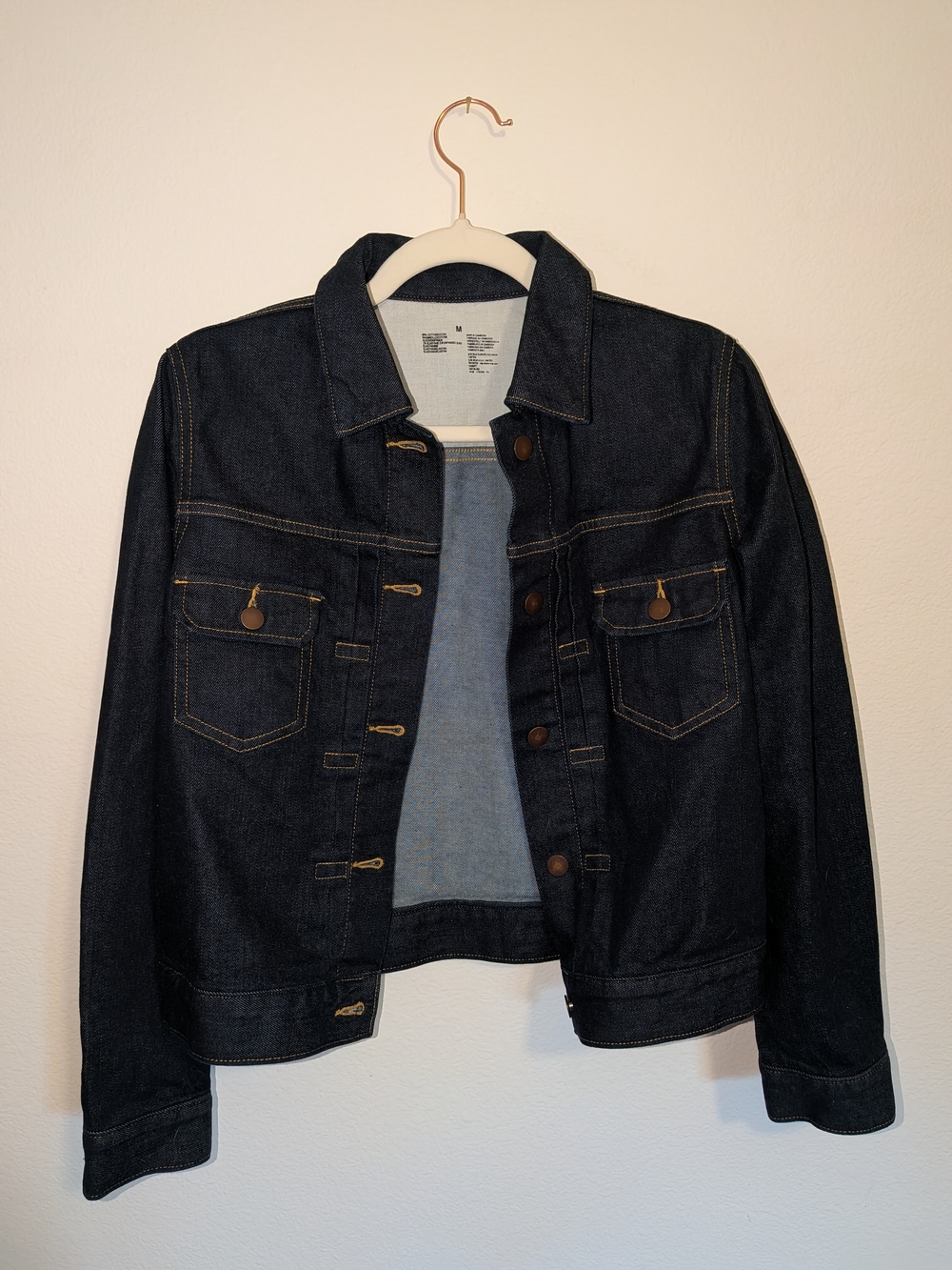 Cottonon Women's Dark Indigo Denim Jacket with Tan Stitching